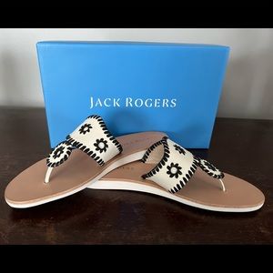 Jack Rogers 
Bone & Black Boating Jacks Leather Sandal - Women, Size: 8